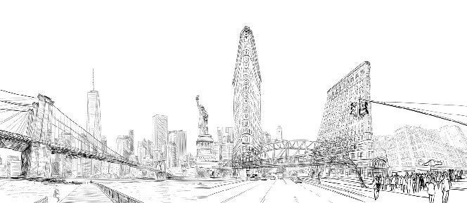 Carta da parati sull'architettura di New York