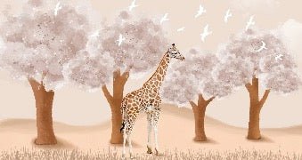 Carta da parati per la cameretta dei bambini Giraffa nella savana
