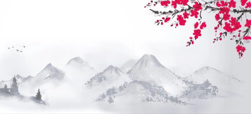 Carta da parati con paesaggio minimalista Zen