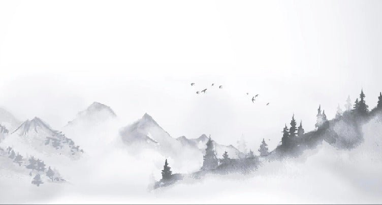 Carta da parati con paesaggio minimalista Zen