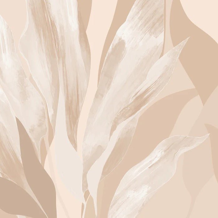 Carta da parati con motivi floreali beige