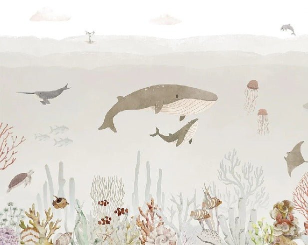 Carta da parati con balene per bambini