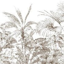 Carta da parati con incisioni monocromatiche tropicali