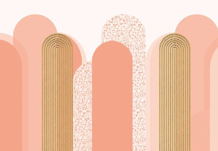 Carta da parati grafica art déco in rosa