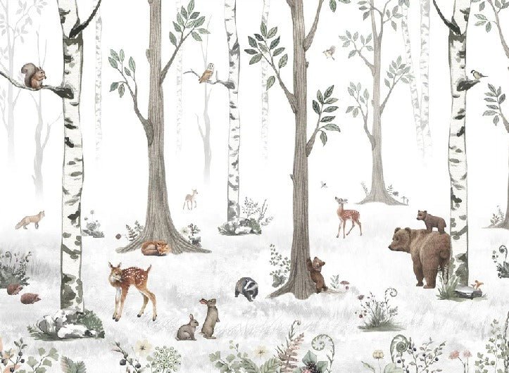 Primavera foresta animali carta da parati