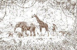 Carta da parati monocromatica per la giungla dei bambini