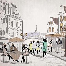 Carta da parati francese Paris café en terrasse