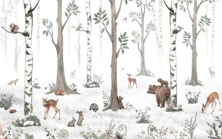 Primavera foresta animali carta da parati