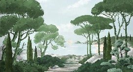 Camminare nella carta da parati verde dei ruscelli