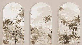 Carta da parati con archi seppia