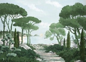 Camminare nella carta da parati verde dei ruscelli