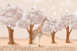 Carta da parati per la cameretta dei bambini Giraffa nella savana