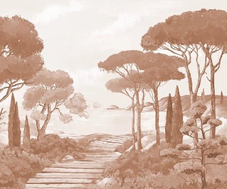 Carta da parati passeggiata nelle calanques terracotta