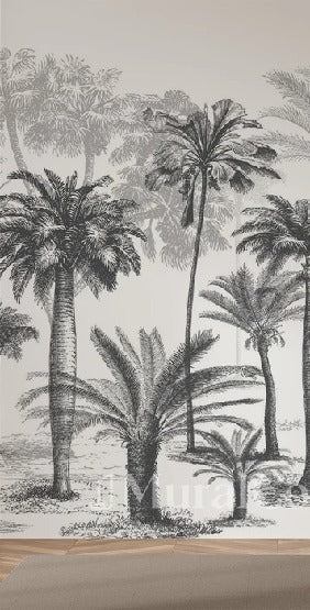 Papier peint Jungle Black & White, XXL, tendance