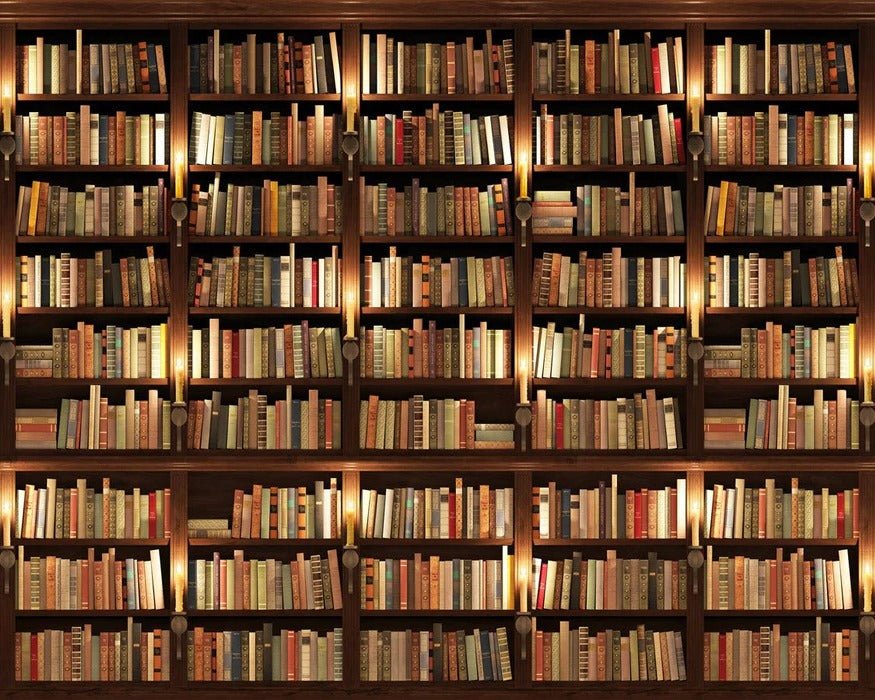Carta da parati trompe l'oeil Authentique Bibliothèque