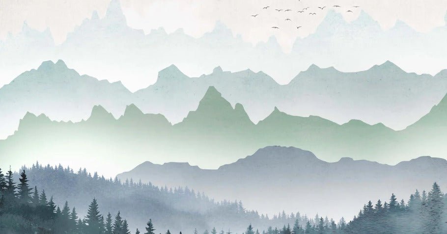 Foresta mattina nebbia carta da parati