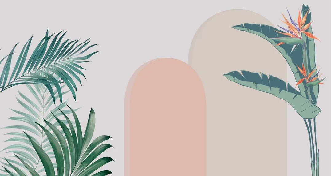 Carta da parati per camera da letto con archi vegetali