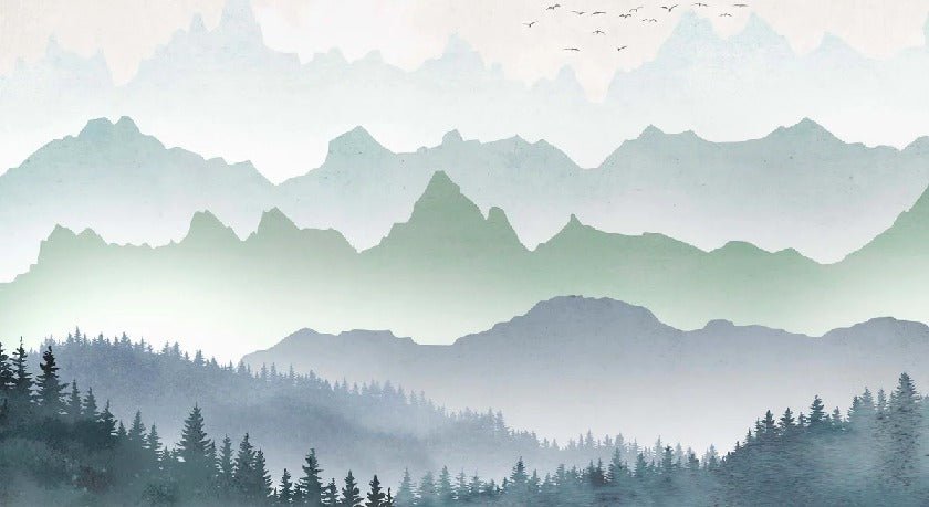 Carta da parati nebbia mattutina nella foresta