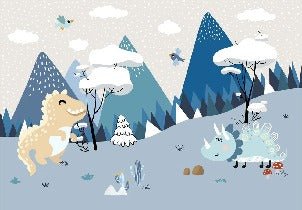 Carta da parati dinosauro blu