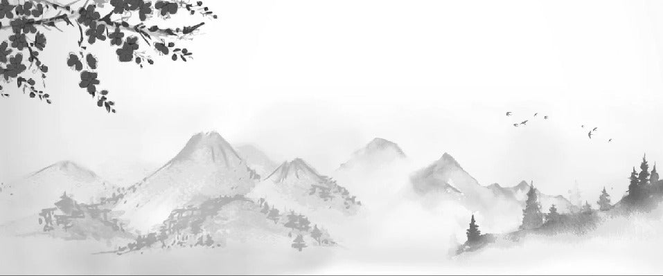 Carta da parati con paesaggio minimalista Zen