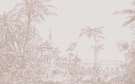 Carta da parati monocromatica della giungla dei templi