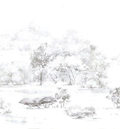 Carta da parati acquerello pineta