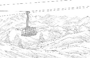 Carta da parati in bianco e nero della télécabine di La Plagne