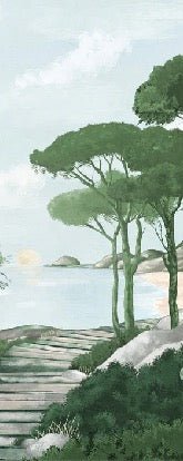 Camminare nella carta da parati verde dei ruscelli