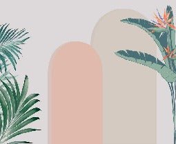 Carta da parati per camera da letto con archi vegetali