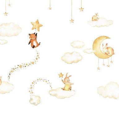 Carta da parati bianca per bambini con sogni graziosi