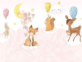 Carta da parati per cameretta rosa nuvola