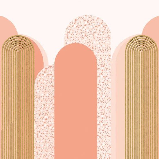 Carta da parati grafica art déco in rosa
