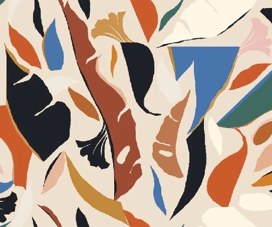 Carta da parati contemporanea con motivi vegetali