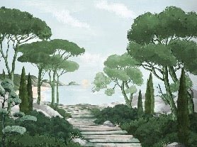 Camminare nella carta da parati verde dei ruscelli