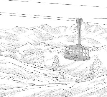 Carta da parati in bianco e nero della télécabine di La Plagne