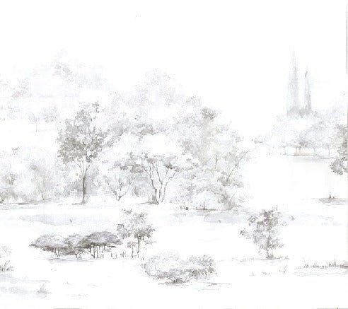 Carta da parati acquerello pineta