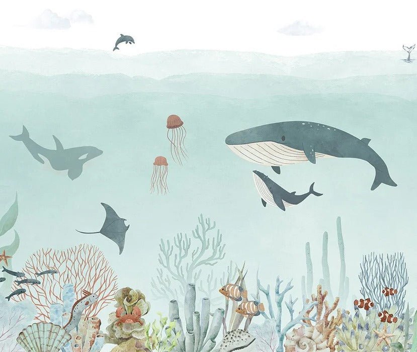 Baby balene blu carta da parati