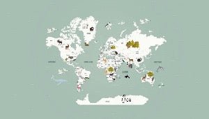 Carta da parati con mappamondo francese per bambini, verde