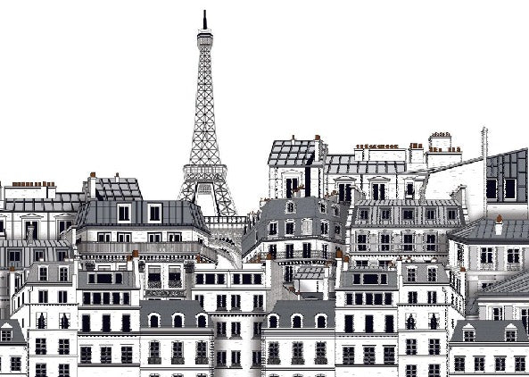 Carta da parati con tetti parigini