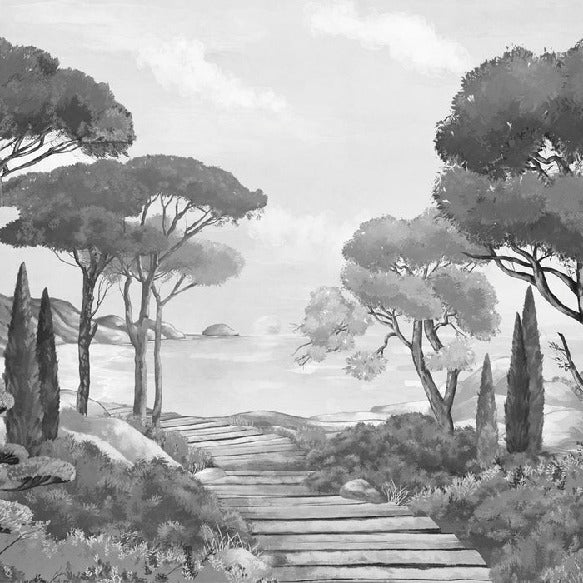 Carta da parati Walk in the creeks, bianco e nero