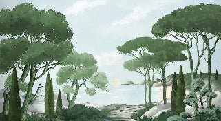 Camminare nella carta da parati verde dei ruscelli