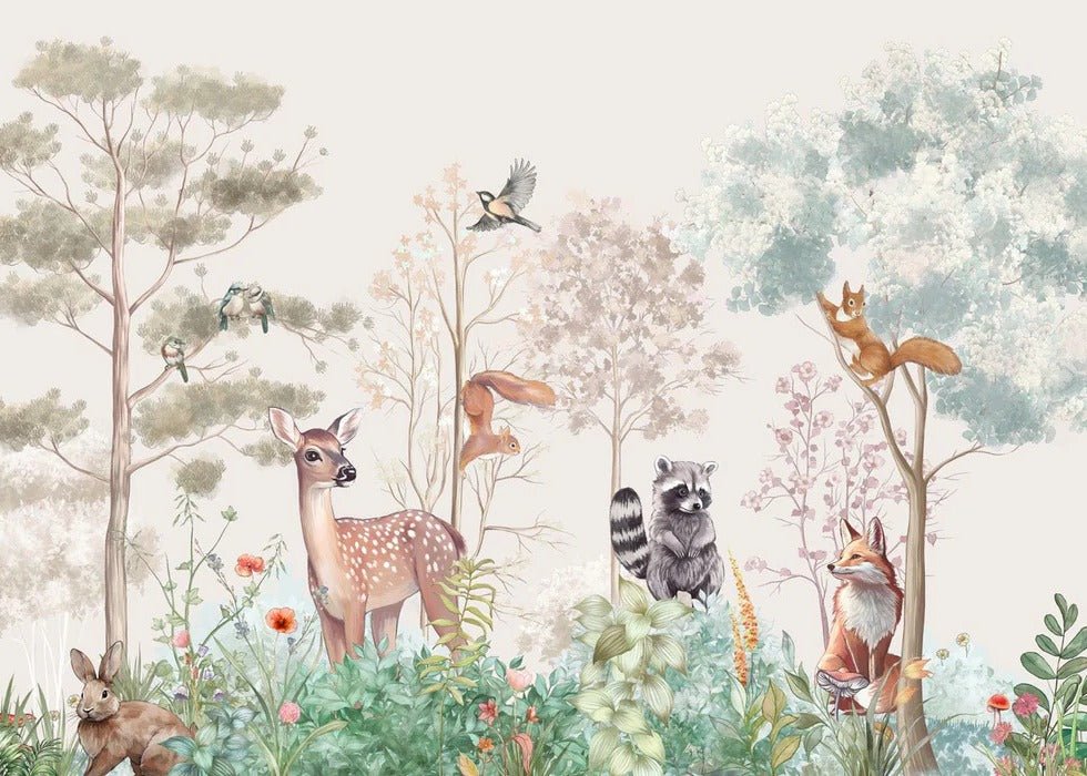 Carta da parati per la cameretta dei bambini magic nature beige