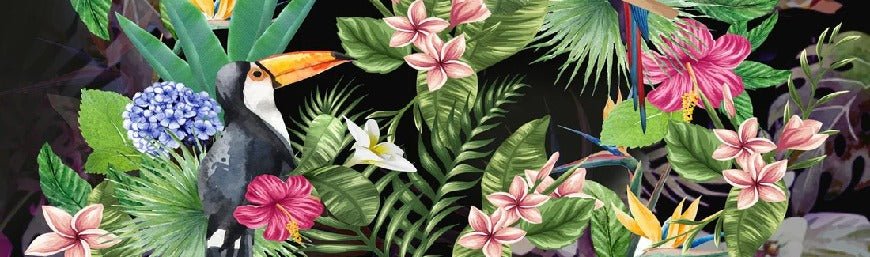 Carta da parati tropicale e tucano