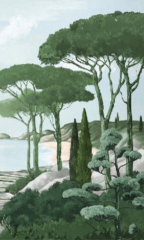 Camminare nella carta da parati verde dei ruscelli