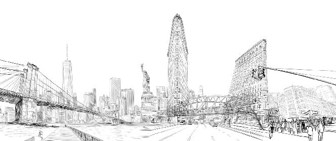 Carta da parati sull'architettura di New York