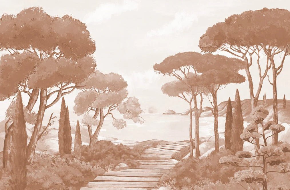 Carta da parati Passeggiata nei torrenti in terracotta