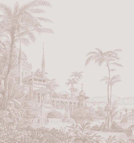 Carta da parati monocromatica della giungla dei templi