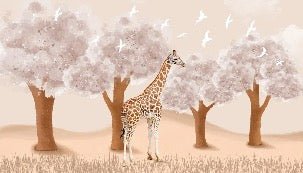 Carta da parati per la cameretta dei bambini Giraffa nella savana