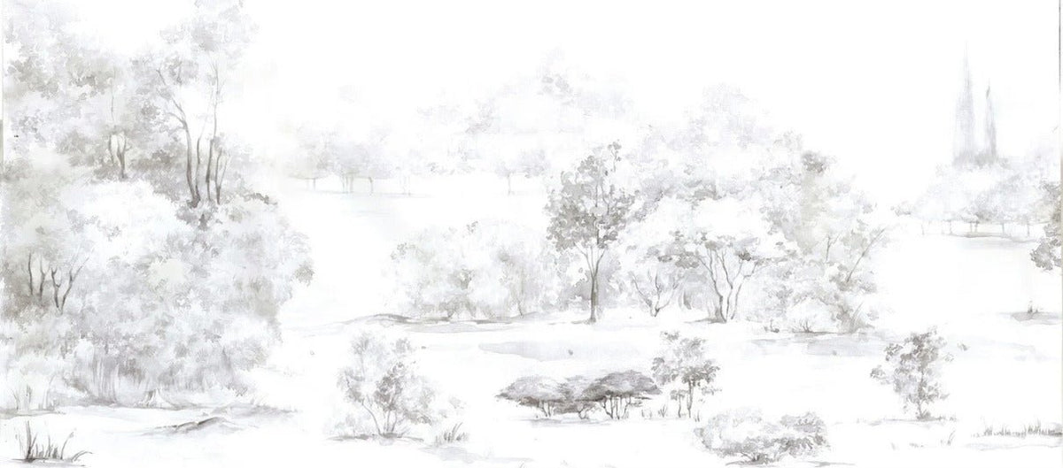 Carta da parati acquerello pineta