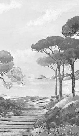 Carta da parati passeggiata nelle calanques in bianco e nero